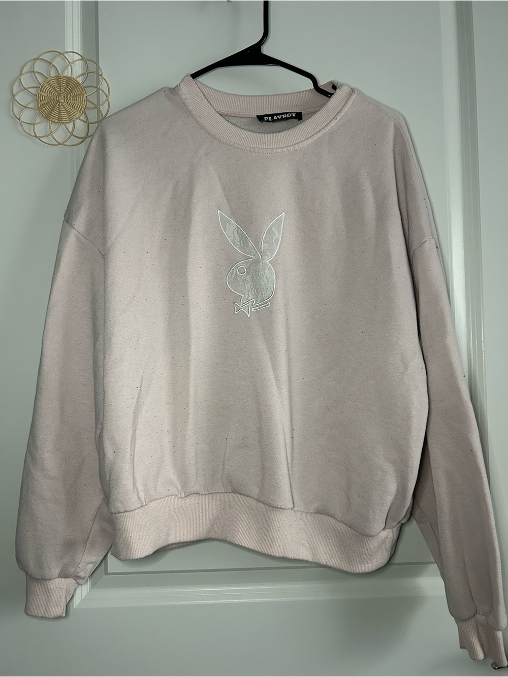 PLAYBOY Light Pink Reflective Logo Crewneck